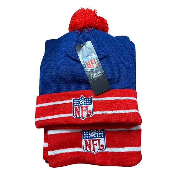 NFL Team Apparel Hat and Scarf Set, Winter Gear Red White Blue New - Picture 1 of 2